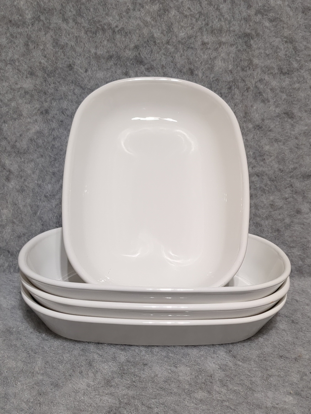 Corning White Coupe Sidekick Serving Tray Dishes Oven Snack Oval Plate Lot Of 4